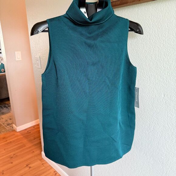 NWT Chico's Travelers Easy Chic Sleeveless Mock Sweater Jasper Turtleneck M/8 - Picture 1 of 6
